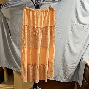 POL Pink Tiered Maxi Skirt